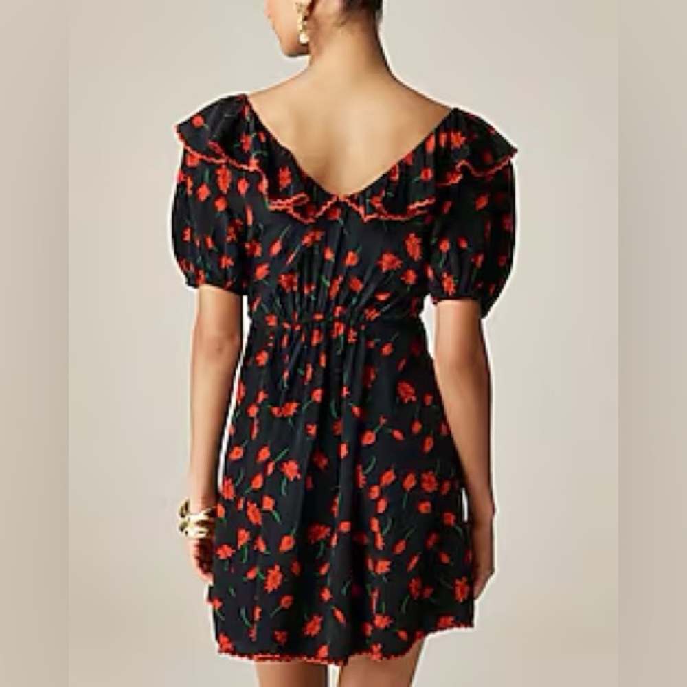 J. Crew Ruffle-Collar Mini Dress in Painted Daisy Print - Picture 4 of 4
